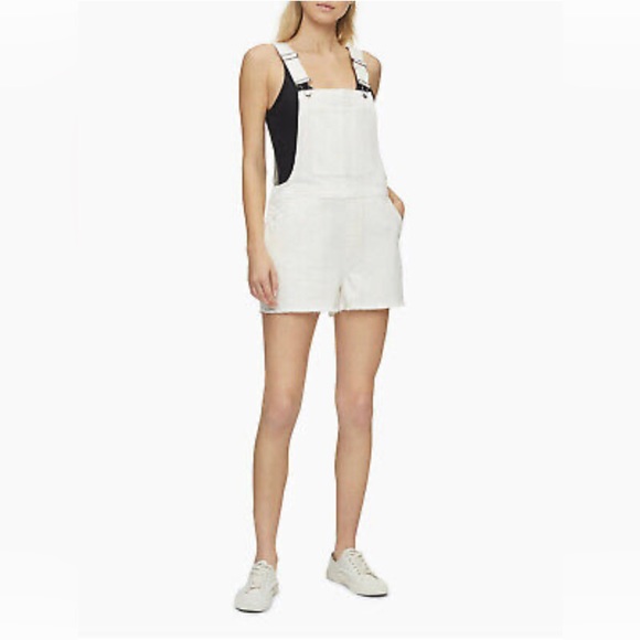 Calvin Klein Denim - Calvin Klein White Denim Cut-off Short Overalls NWT